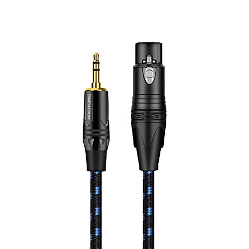 Dremake 3.5Mm Jack Stereo To Xlr Mic Cable, Xlr To 3.5Mm Audio Cable, 1Ft Unbalanced 3.5Mm 1/8 Inch Male To Xlr 3-Pin Female Interconnect Adapter Cord For Pcs, Phones, Amplifiers - Black Blue Tweed #TOP2