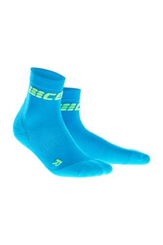 CEP Men’s Crew Cut Performance Running Socks Ultralight(Electric Blue/Green) IV