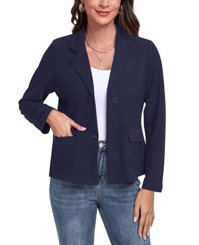 Womens Blazer Casual Long Sleeve Button Notch Lapel Work Office Business Blazers Jackets with Pockets2