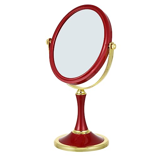 Espejo de maquillaje doble cara giratorio para mesa