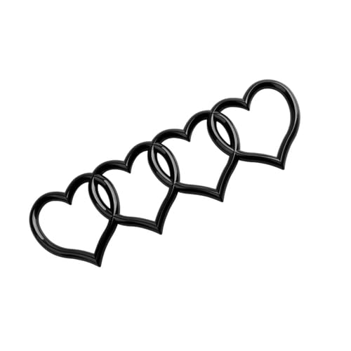 Image of 3D Love Heart Logo Rear Trunk Emblem, Self-Adhesive Car Badge Decal Sticker, Fashion Love Four Ring Audi Logo Emblem Modified, Car Exterior Decoration for Audi A3 4 5 6 8 Q3 5 7 (Black)