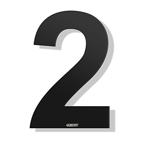 qobobo® Numéros de Maison Noir 2 Deux Chiffres de Rue à visser en 304 Acier inoxydable Pulvérisation de Poudre 904 Anthracite Matte 200mm (1 Pièce) Cover