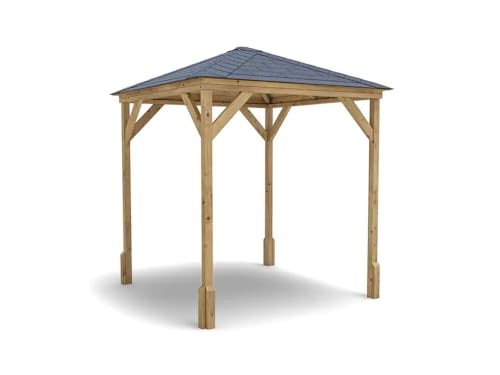 Dunster House Wooden Gazebo, 2m x 2m / W6'6' x D6'6' 70mm x 70mm Uprights, 15mm Tongue and Groove...