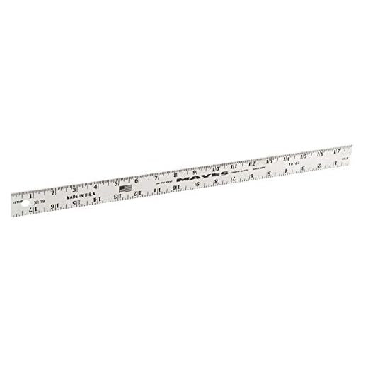 Mayes 10187 18 Inch Aluminum Ruler, Lightweight Straight Edge Ruler for Construction, Architecture, Drawing, and Engineering, Accurate and Straight Edge Measuring