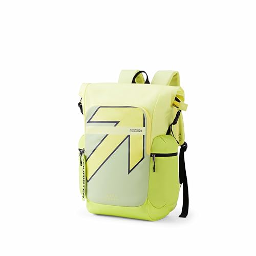 Image of American Tourister Dank | 43.32 Ltrs | 3 Compartments | Bottle Pocket | Ergonomic Padded Back Panel & Shoulder Straps | High School Backpack | 1 Year International Warranty | Lime