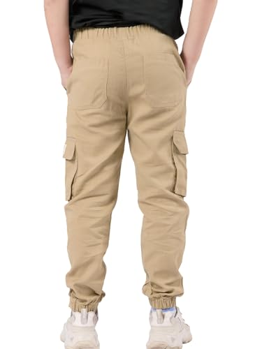 Image of NATUST Boys Cargo Joggers Drawstring Jogging Pants Kids Elastic Waist Trousers 5-14 Years