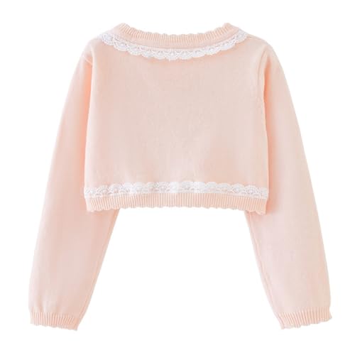 WISREMT Girls Cardigan Sweater Long Sleeve Bolero Shrugs Button Closure Knitted Cardigans Knit Cropped Sweaters Tops 1-10T2