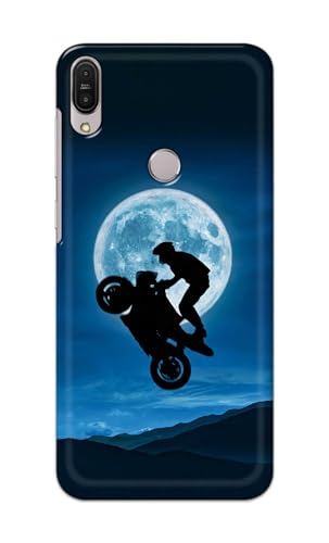 Image of Printed Hard Back Cover for Asus Zenfone Max Pro (M1) | Zenfone Max Pro M1 (5.99 inch) Back Cover (Biker On Moon) -190724(DP)