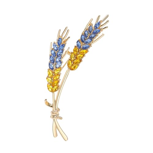 Elegant Wheat Sheaf Brooch Pin Exquisite Wheat Ear Lapel Pin Embellished with Sparkling Stones for Women Girls