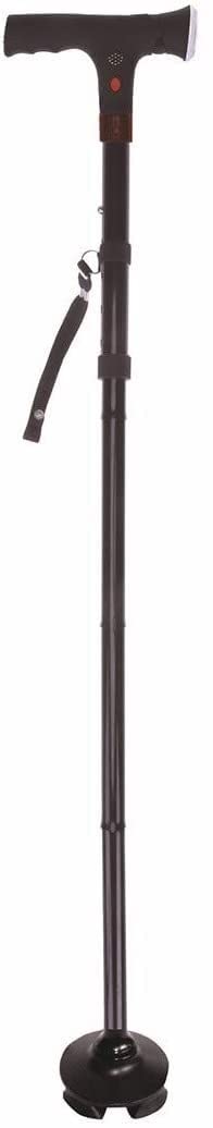 Muletas telescópicas Antideslizantes Muleta Plegable Bastón de Aluminio Alarma con luz LED Bastón Bastón de Escalada de Cuatro ángulos Muleta-11.19 para Artritis, Ancianos, Personas Mayores y