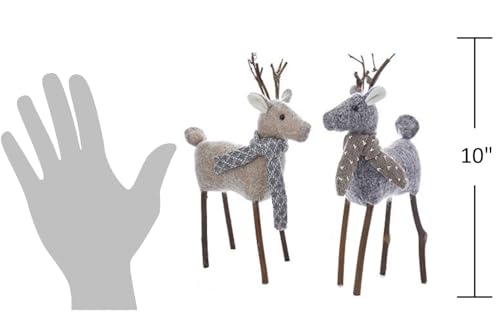 The-Bridge-Collection-Rustic-Plush-Deer-Table-Top-Pieces-Set-of-2-Gray-and-Brown-Reindeer-Centerpieces-for-Primitive-Christmas-Decor The Bridge Collection Rustic Plush Deer Table Top Pieces Set of 2 Gray and Brown Reindeer Centerpieces for Primitive Christmas Decor