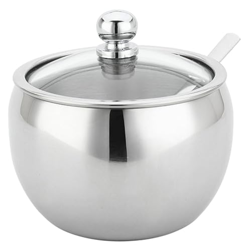 Mikinona Stainless Steel Seasoning Jar Food Grade Condiment Holder Kitchen Storage Container for Sugar Salt Spices and Seasonings for Home Restaurant and Buffet Use
