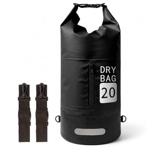 Bolsa Seca Impermeable para Mochila 20L PVC con Cierre Roll Top y Tiras Reflectivas para Kayak, Natación, Navegación y Playa