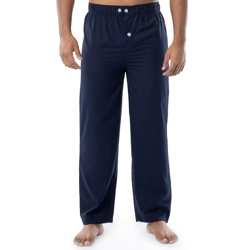 Image of Fruit of the Loom Men's Broadcloth Short Sleeve Top and Long Pants Pajama Set