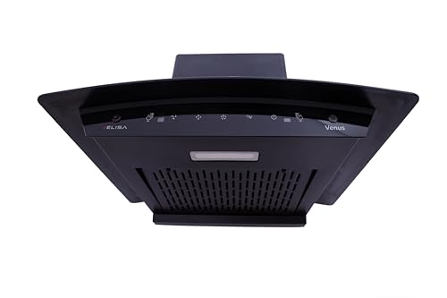 Image of Elisa Venus 90 Auto Clean Filterless Kitchen Chimney | 90cm, 1400 m /hr Suction, Gesture & Touch Control, Black, LED Lamp, Low Noise Cooker Hood