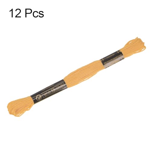 Image of HARFINGTON 12 Skeins Embroidery Floss 8.75yds(8m) Egyptian Long-Staple Cotton Cross Stitch Thread for Sewing DIY Bracelet Yarn String and Crafts, Creamy Yellow(6019)
