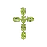 Colgante de cruz de peridoto en plata de ley 925, colgante de piedra preciosa natural de agosto