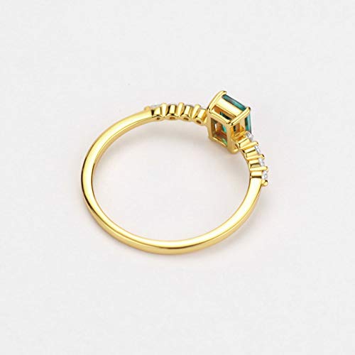Michooyel S925 Dainty Emerald Baguette Rings Cz Band Rings 18K Gold Plated Sterling Silver Fine Jewelry For Women Girls #TOP4