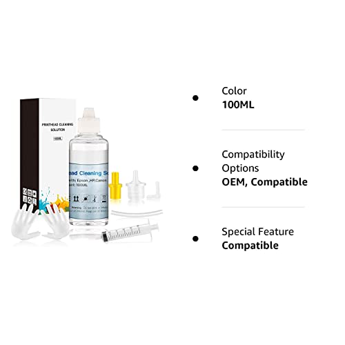 Wokok Printer Cleaning Kit | Printhead Cleaning Kit | For Inkjet Printers Hp/Brother/Epson/Canon Wf-7710 Wf-3640 7620 8600 8610 8620 Wf-2750 Wf-2650 Et-2750 Et-2650 C88 Liquid Printers Nozzle（100Ml） #TOP6