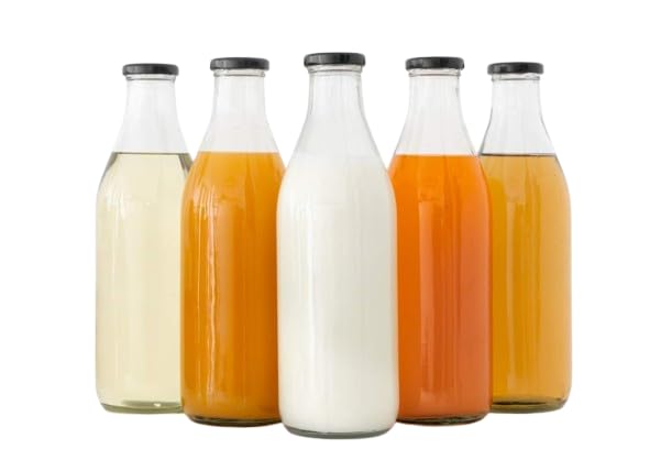 CROCO JAR Transparent Glass Bottles for Milk, Water & Juice | Leak-Proof Airtight Lid Beverage Bottles | Reusable & Eco-Friendly Drinking Glass Containers, 500 ml | Pack of 5 Black