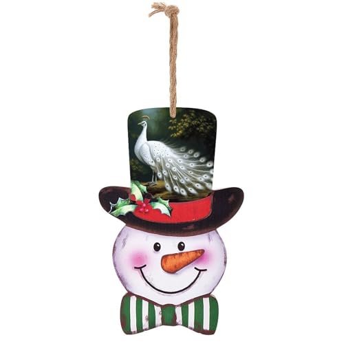 Panneau mural de Noël en bois paon blanc pour déco rustique