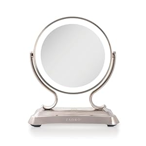 Zadro 12″ Glamour LED Makeup Mirror with Lights and Magnification 5X/1X Touch Control Mirror with Lights for Makeup Desk (X-Large | 12″ W x 16″ H | Satin Nickel)