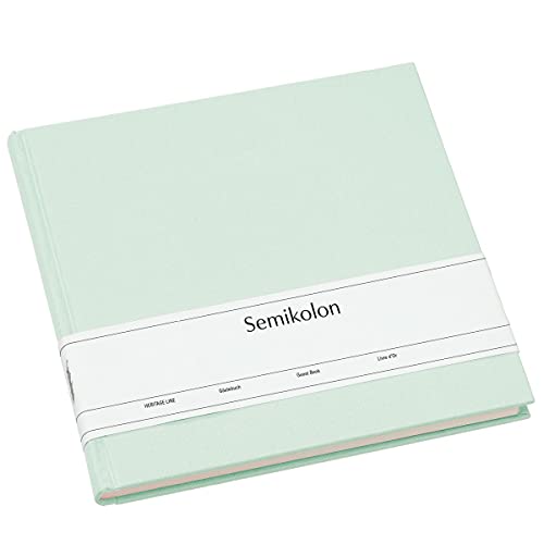 Semikolon 361780 Gästebuch - 25 x 23 cm - mit 180 blanko Seiten zum Selbstgestalten, Lesezeichen - moss pastell-grün