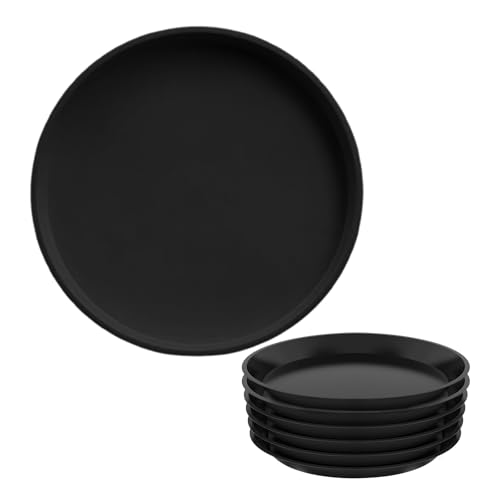 poraceous 6 Pièces Soucoupes pour Plantes, 25 cm Fleur Plastique Soucoupes Pots, Coupelle Pot de Fleur, Dessous de Jardinière en Plastique Rond Convient pour Lintérieur Et Lextérieur(Noir)