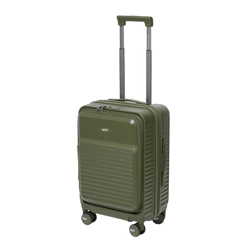 Image of VIP FLEX9010 Expandable Cabin Trolley Bag 55cm | Small | Hard Luggage | 8-Wheel Business Travel Suitcase with 15.6 inch Laptop Compatible | Flushed TSA Lock | 3 Years International Warranty (Green)