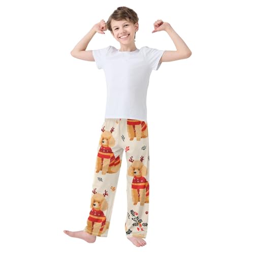 ZZXXB Poodle Spruce Branch Boys Long Pants Soft Trousers Elastic Waist Kids Lounge Bottoms with Pockets S-XL3