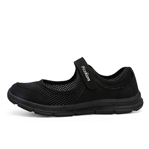 SAGUARO Women's Breathable Walking Shoes Ladies Fashion Mary Jane Sneakers Adjustable Working Nurse Shoes Lightweight Flats Roll I2