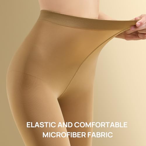 Image of MANZI Microfibre Tights for Women, Semi Opaque Solid Colored Footed Pantyhose 70 Denier