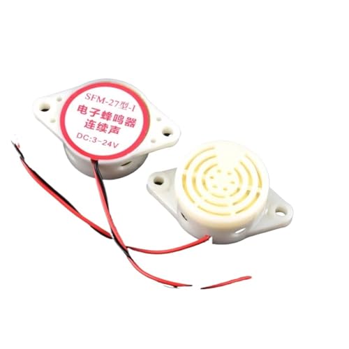 JIOYUNG eufeifeiegds Alarma electrónica con pitido Intermitente y Continuo de 3-24 V CC y 12 V for Coche y Furgoneta SFM-27(3-24v White II)