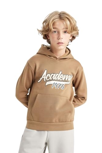 Sweat shirt marron garçon 11-12 ans DeFacto à capuche regular fit