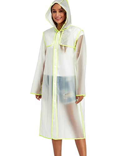 Image of Raincoats for Women Men Reusable Portable Waterproof EVA Long Rain Ponchos with Hoods