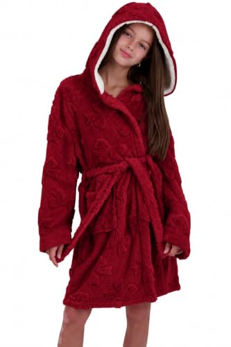 Image of US Angels Plush Robe For Girls- Plush Winter PJ Robe With Pockets, Hoodie & Belt- Ultra-Soft Bathrobe