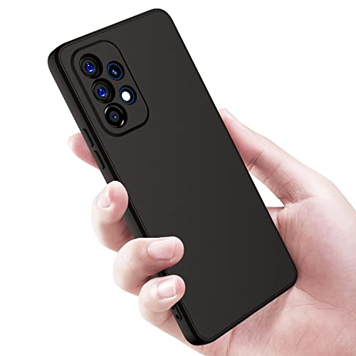 Image of Kapa Matte Lens Protective Back Cover for Samsung Galaxy A73 (5G), Slim Silicone with Soft Lining Shockproof Flexible Full Body Bumper Case (Black)