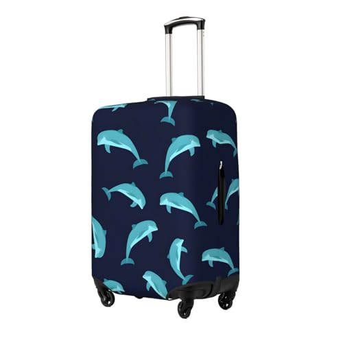 Cute Blue Dolphin Travel Luggage Cover Suitcase Protector Bag,Dust-Proof Fits 18-32 Inch Luggage,Suitcase Sleeve For Kid And Adult,Large2