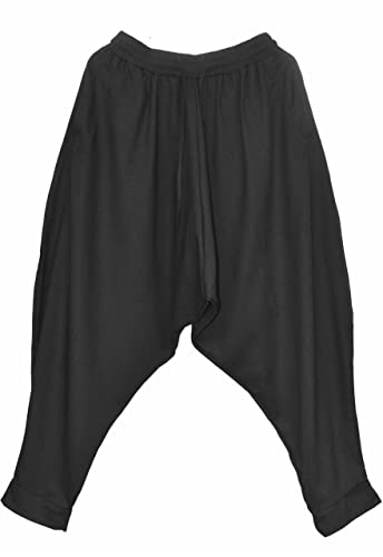 CLANMILUMS Men's Cotton Harem Pants Casual Loose Hippie Drop Crotch Trouser4