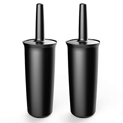 MR.SIGA Toilet Bowl Brush and Holder for Bathroom, Black, 2 Pack