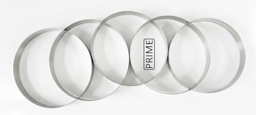 Image of Prime Bakers and Moulders Round Cutting Steel Rings, Burger bun Cutter Mold Baking and Cake Decorating (5 Pieces) (6 Inch)