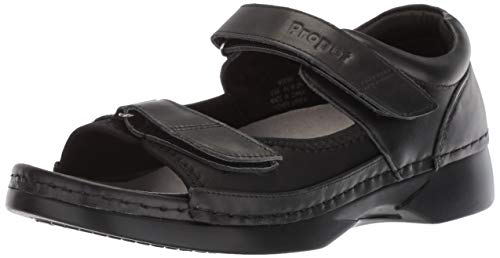 Propet Women's Pedic Walker Shoe, Black Stretch, 10 W US