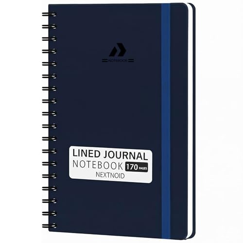 Nextnoid Lined Spiral Notebook Journal For Women & Men - A5(5.8" x 8.3") 170 Pages, Hardcover Notebooks for Work & Note Taking, College Ruled Journals for Writing - Navy