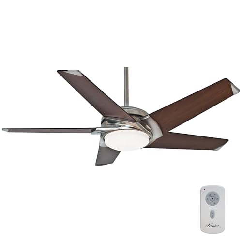 Casablanca 54 inch Indoor Ceiling Fan with LED Light and Remote Control - Standard Mount Ceiling Fan, 5 Blades, For Bedroom, Living Room, or Kitchen, Quiet - Stealth 59164, Brushed Nickel