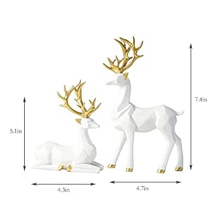 2pcs 3D Geometric Elk Resin Statue, Seated and Standing Elegant Lucky Deer, Luxurious Simple Style Ideas, Suitable for Living Room, Wine Cabinet, Display Stand, Bedroom, Office Desktop 2pcs 3D Geometric Elk Resin Statue Seated and Standing Elegant Lucky Deer Luxurious Simple Style Ideas Suitable for Living Room Wine Cabinet Display Stand Bedroom Office Desktop