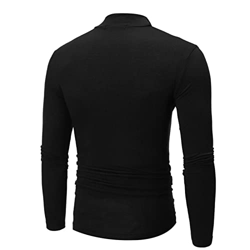 Black T Shirts for Men 2023 Long Sleeve Turtleneck Warm Casual Sweater Soft Comfy Solid Mock Pullover Undershirt4