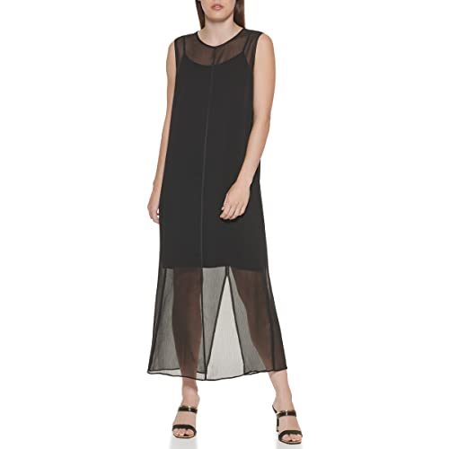 Dkny Women's Partially Lined Zip-Closure Midi Dress, Black #TOP1