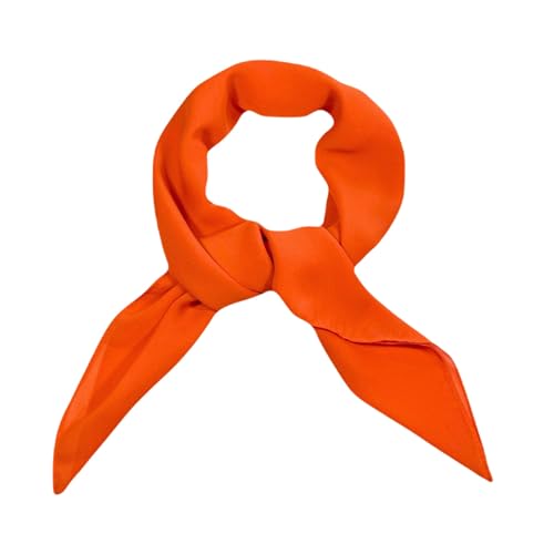WESTEND CHOICE Square Chiffon Scarves Women Plain Neck Scarf 50s Retro lightweight Bandana Wrap Square women's scarves 65 x 65 cm (Orange)