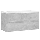 Gris hormigón vidaXL Mueble con Lavabo Armario Tocado Fregadero Aseo Cuarto de Baño Inodoro Ducha Bañero Mobiliario Robusto Estable Aglomerado Gris Hormigón
