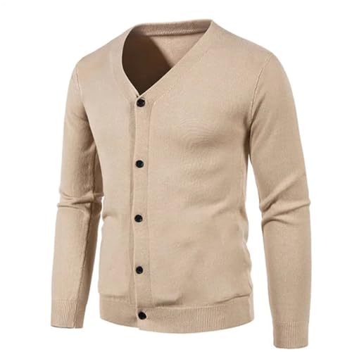 Mens V Neck Long Sleeve Knitted Sweatercoat Slim Fit Solid Color Casual Cardigan Tops2